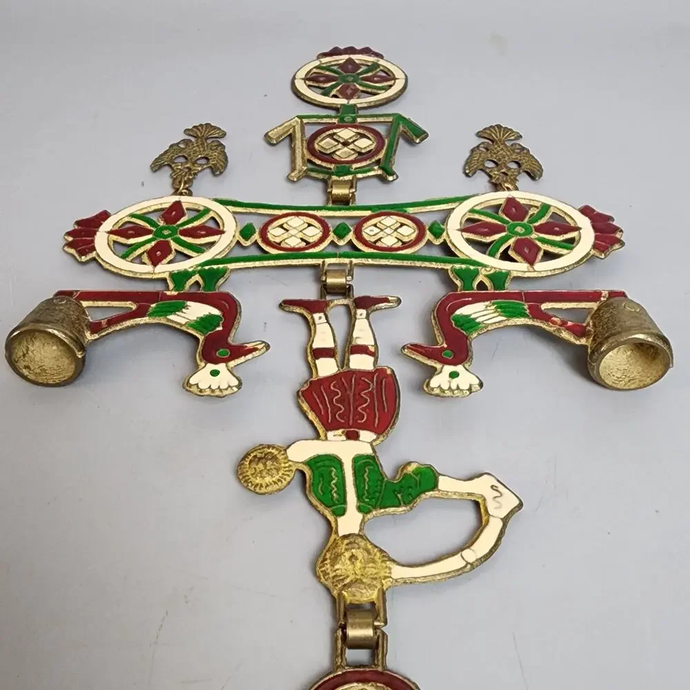 Smaltotex Enameled Bronze Hanging Candle Holder Greek Orthodox Cross Shaped